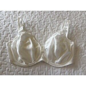 Vintage Solange Ivory Floral Full Coverage Underwire Bra Sz 42DD
